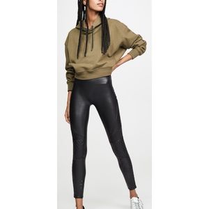 Spanx Quilted Faux Leather Leggings in Very Black, Size M